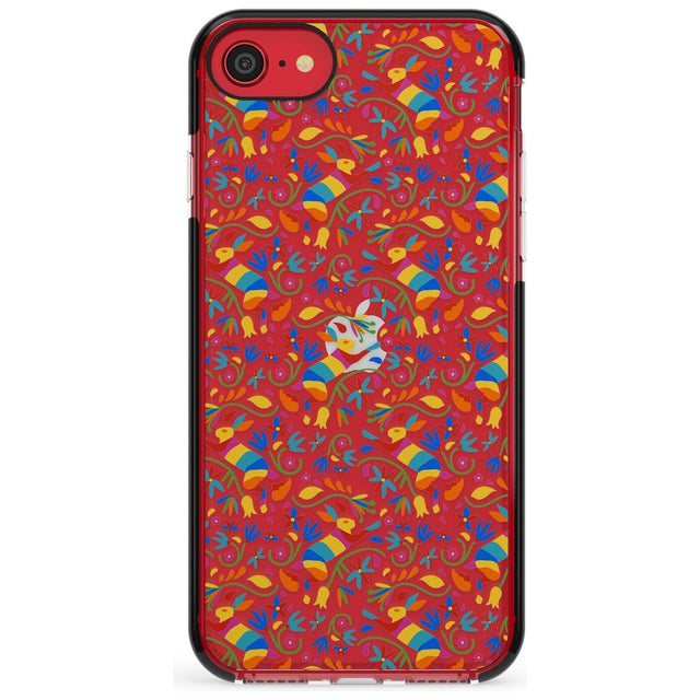 Floral Rabbit Pattern in Rainbow Pink Fade Impact Phone Case for iPhone SE 8 7 Plus
