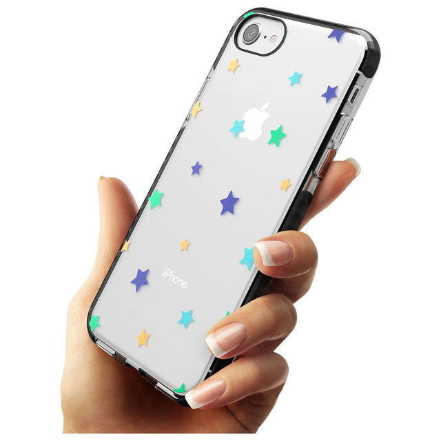 White Stars Pattern Black Impact Phone Case for iPhone SE 8 7 Plus
