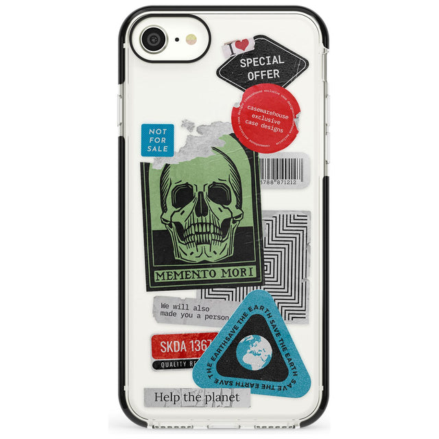 Skull Sticker Mix Pink Fade Impact Phone Case for iPhone SE 8 7 Plus