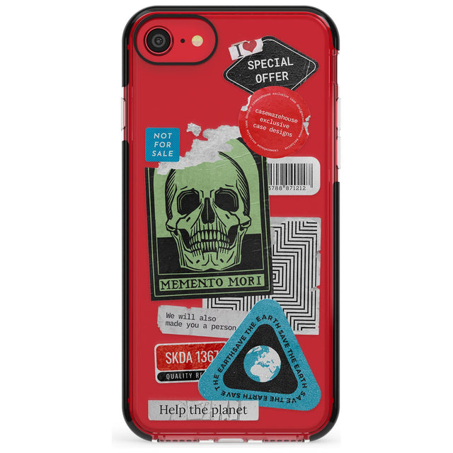 Skull Sticker Mix Pink Fade Impact Phone Case for iPhone SE 8 7 Plus