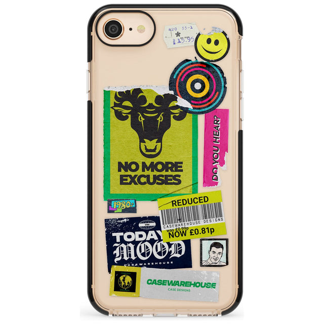 No More Excuses Sticker Mix Pink Fade Impact Phone Case for iPhone SE 8 7 Plus