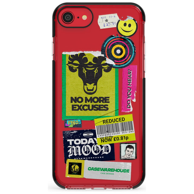 No More Excuses Sticker Mix Pink Fade Impact Phone Case for iPhone SE 8 7 Plus