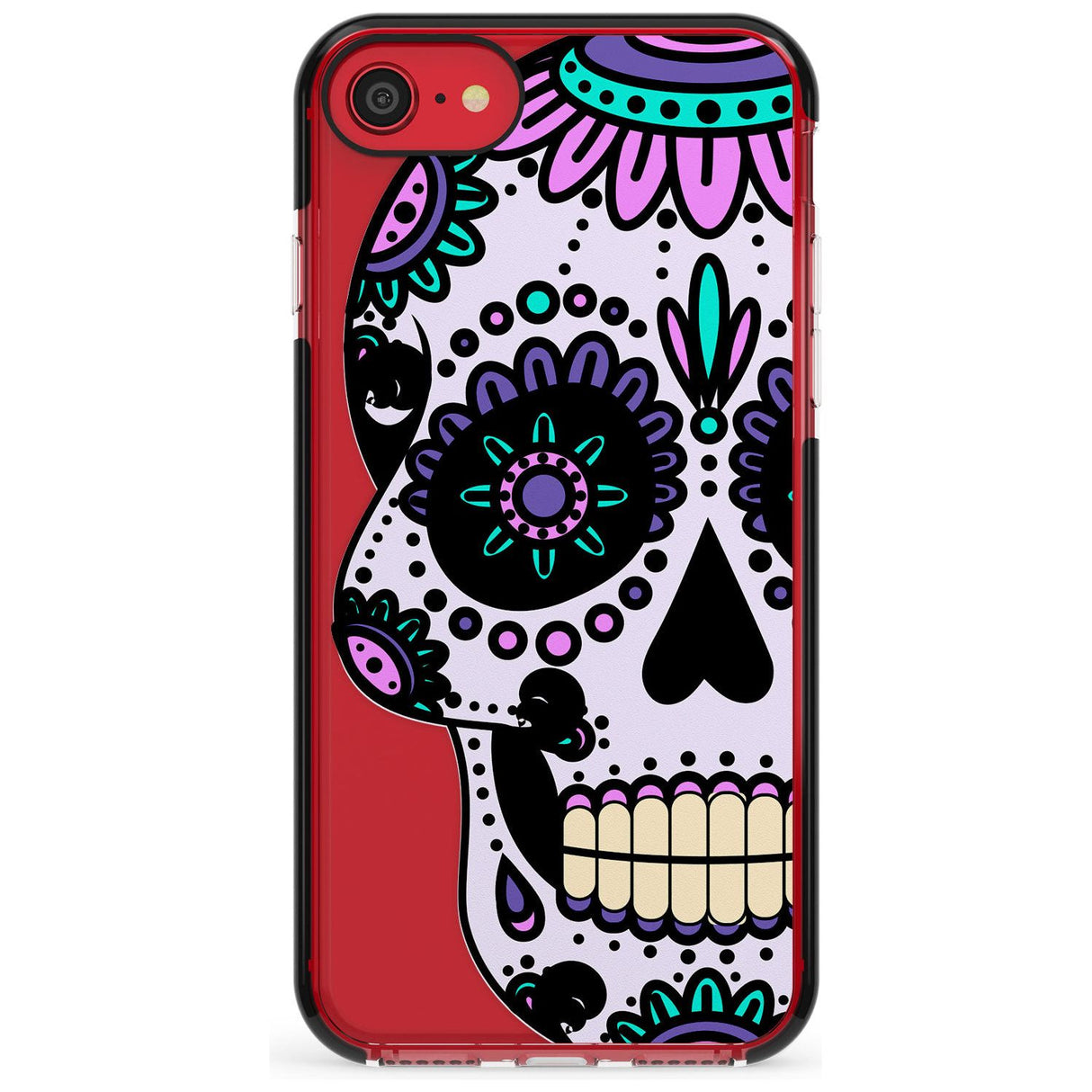 Violet Sugar Skull Black Impact Phone Case for iPhone SE 8 7 Plus