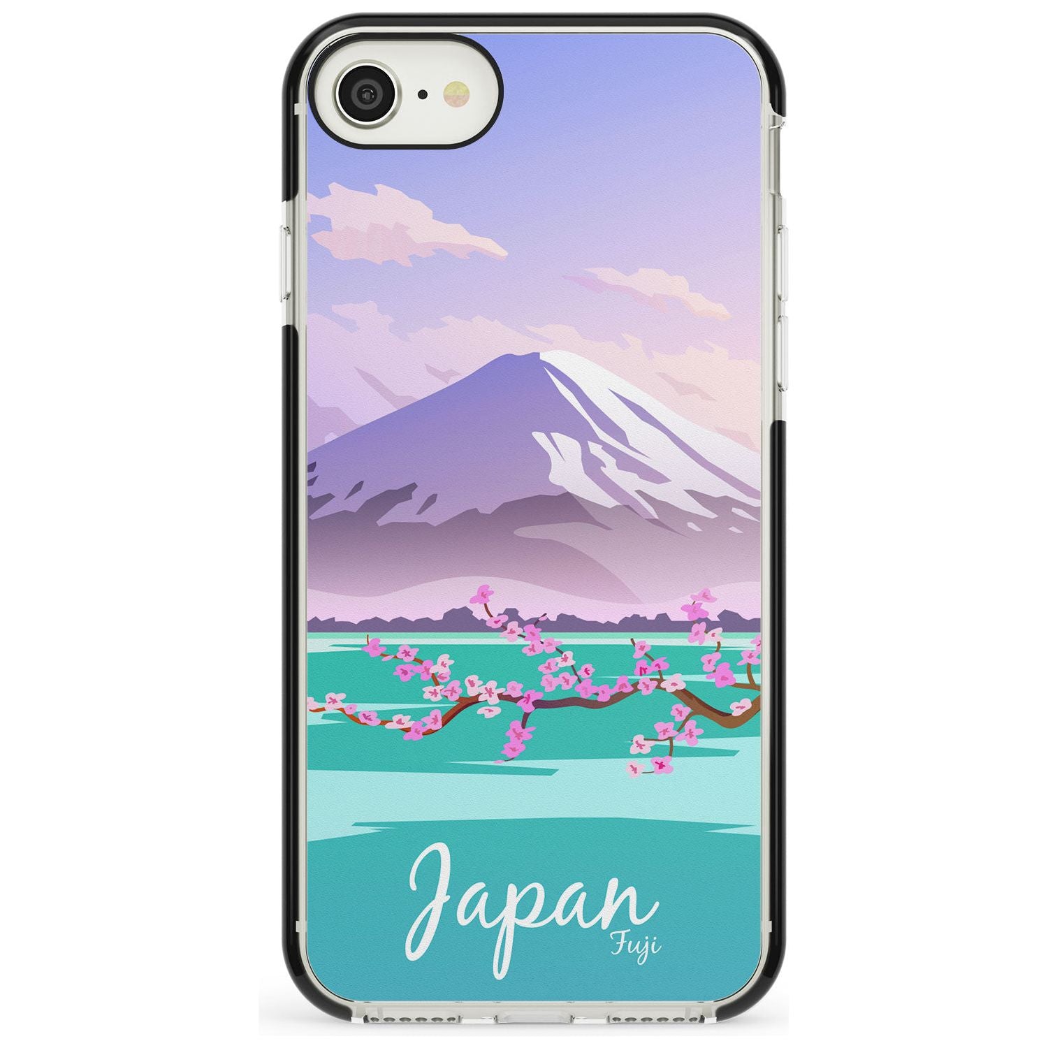 Vintage Travel Poster Japan Black Impact Phone Case for iPhone SE 8 7 Plus
