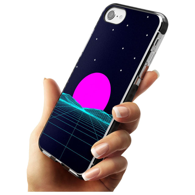 Miami Sunset Vaporwave Black Impact Phone Case for iPhone SE 8 7 Plus