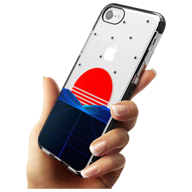 Japanese Sunset Vaporwave Black Impact Phone Case for iPhone SE 8 7 Plus