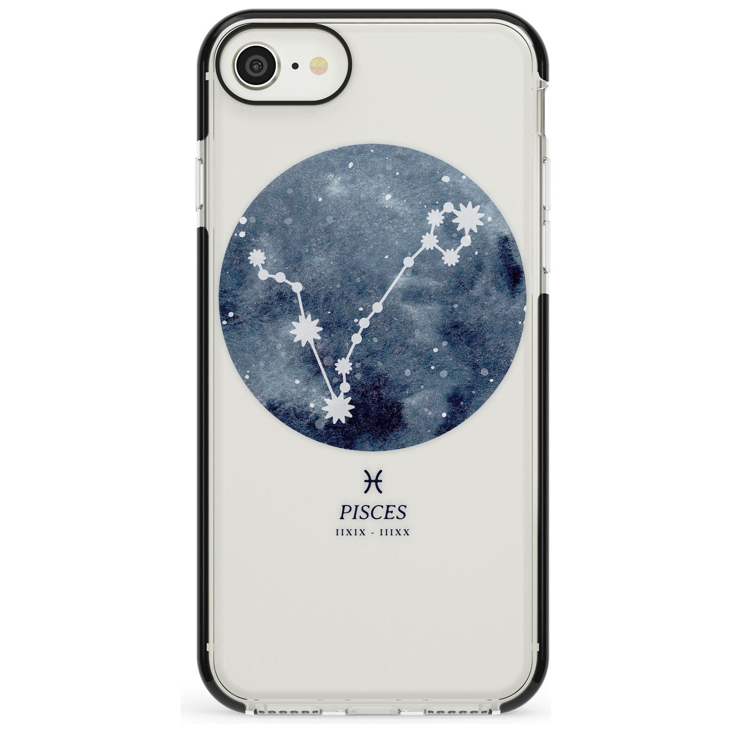 Pisces Zodiac Transparent Design - Blue Black Impact Phone Case for iPhone SE 8 7 Plus