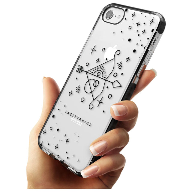 Sagittarius Emblem - Transparent Design Black Impact Phone Case for iPhone SE 8 7 Plus