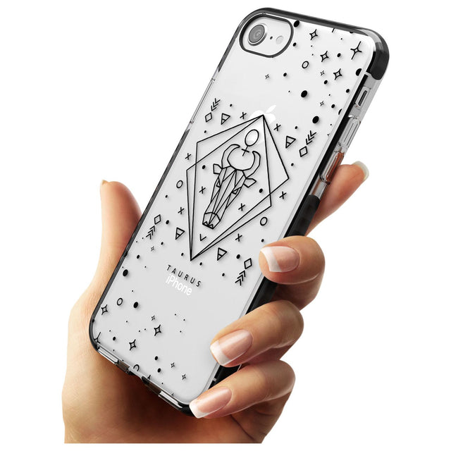 Taurus Emblem - Transparent Design Black Impact Phone Case for iPhone SE 8 7 Plus