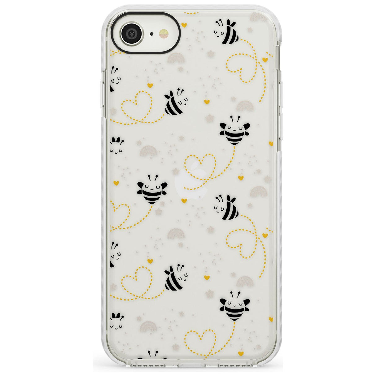 Sweet as Honey Patterns: Bees & Hearts (Clear) Impact Phone Case for iPhone SE 8 7 Plus