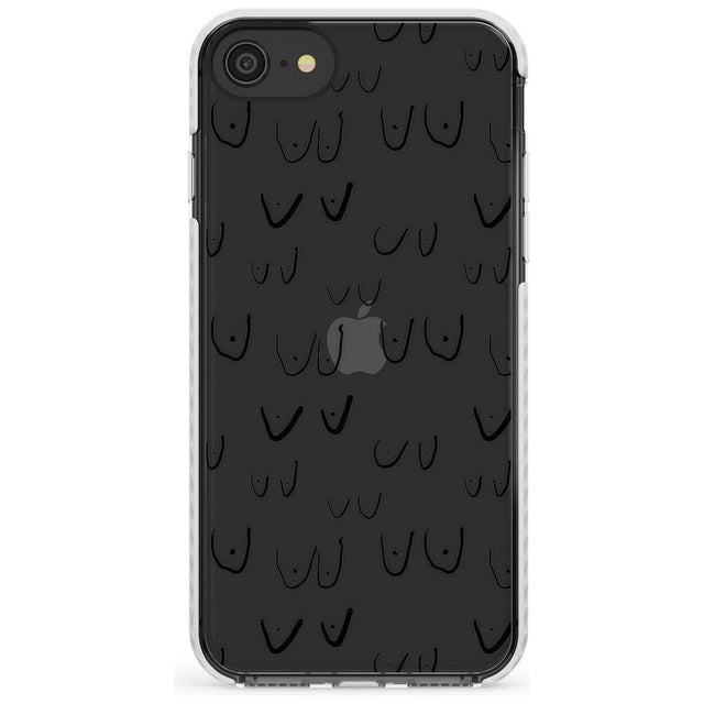 Boob Pattern (Black) Slim TPU Phone Case for iPhone SE 8 7 Plus