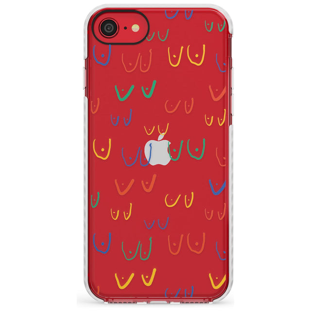 Boob Pattern (Mixed Colours) Slim TPU Phone Case for iPhone SE 8 7 Plus