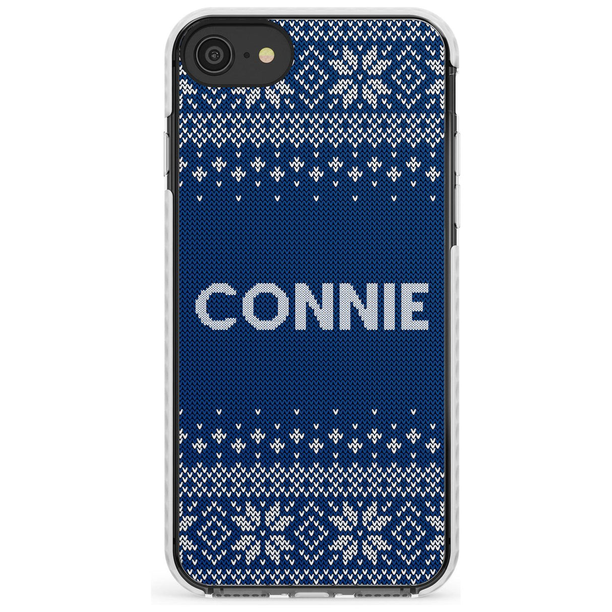 Personalised Blue Christmas Knitted Jumper Impact Phone Case for iPhone SE 8 7 Plus