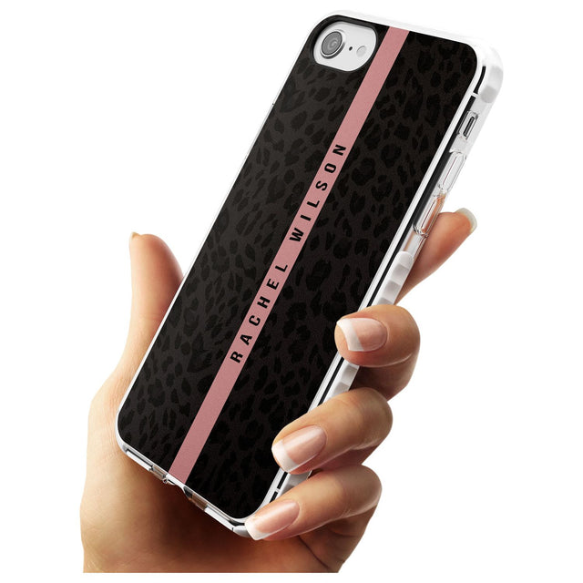 Pink Stripe Leopard Pattern Impact Phone Case for iPhone SE 8 7 Plus