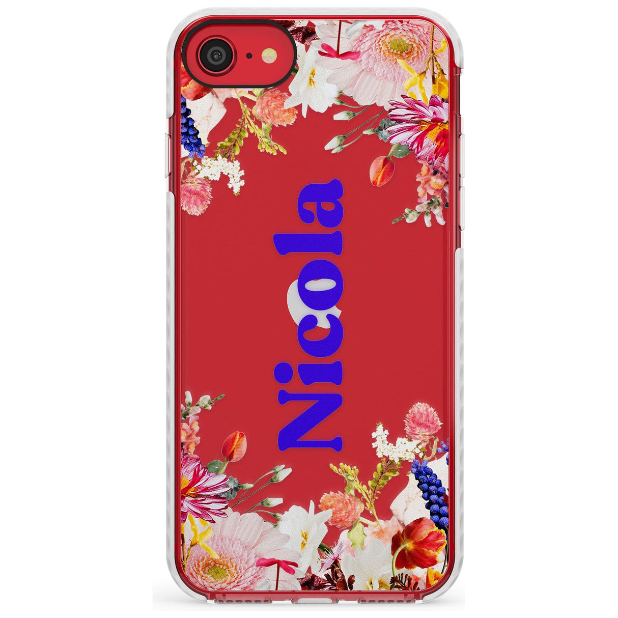 Custom Text with Floral Borders Slim TPU Phone Case for iPhone SE 8 7 Plus
