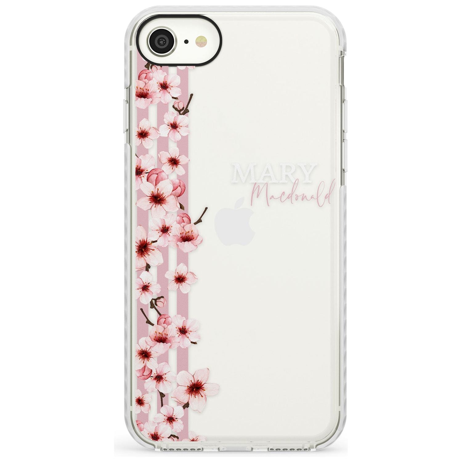 Cherry Blossoms & Stripes Transparent  Slim TPU Phone Case for iPhone SE 8 7 Plus