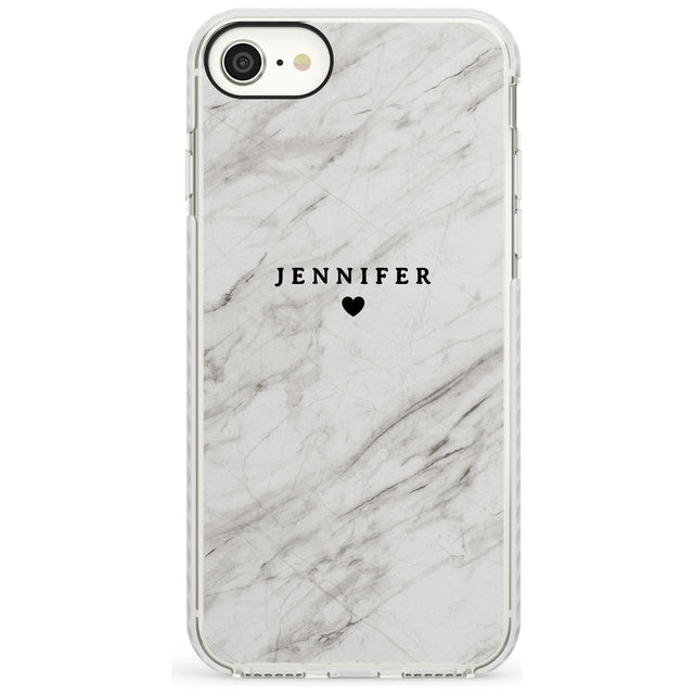 Personalised Light Grey & White Marble Slim TPU Phone Case for iPhone SE 8 7 Plus