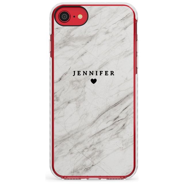 Personalised Light Grey & White Marble Slim TPU Phone Case for iPhone SE 8 7 Plus
