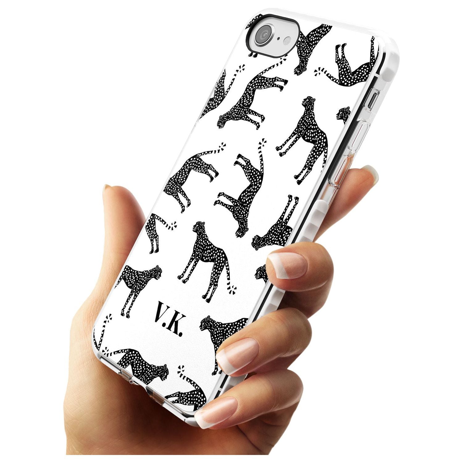 Personalised Cheetah Pattern: Black & White Slim TPU Phone Case for iPhone SE 8 7 Plus