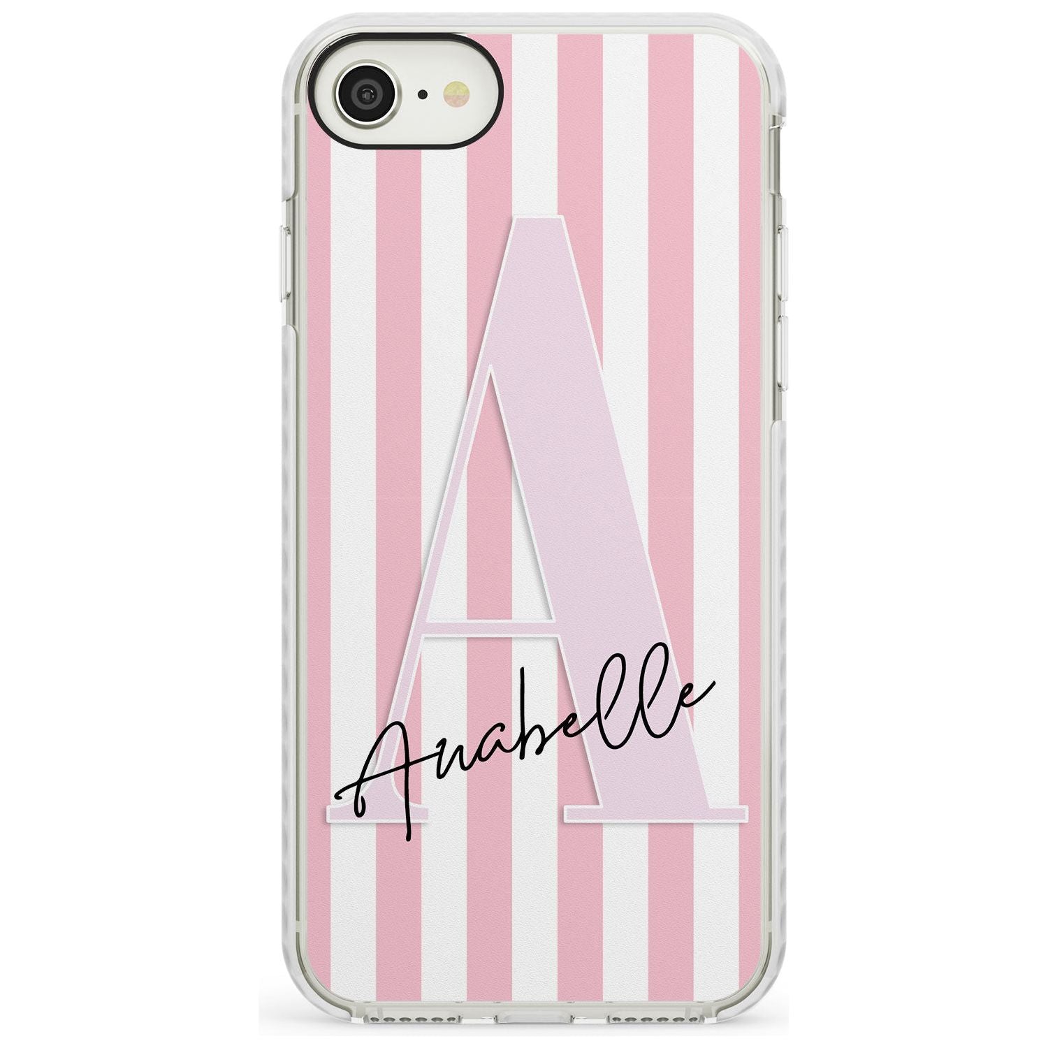 Pink Stripes & Large Monogram iPhone Case  Impact Case Custom Phone Case - Case Warehouse
