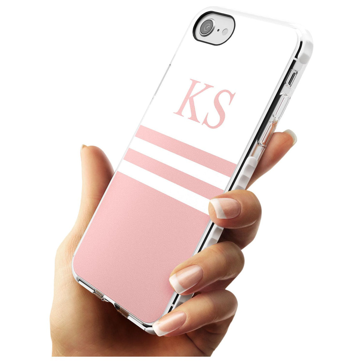 Minimal Pink Stripes & Initials iPhone Case   Custom Phone Case - Case Warehouse