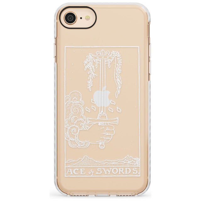 Ace of Swords Tarot Card - White Transparent Slim TPU Phone Case for iPhone SE 8 7 Plus