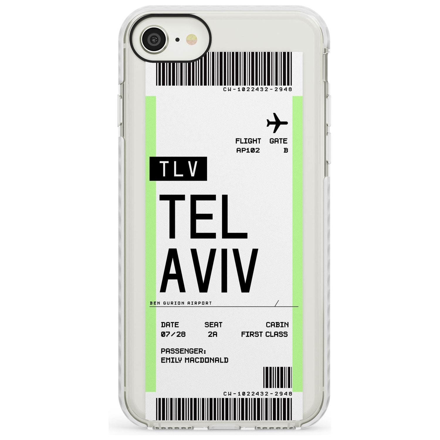 Tel Aviv Boarding Pass iPhone Case  Impact Case Custom Phone Case - Case Warehouse