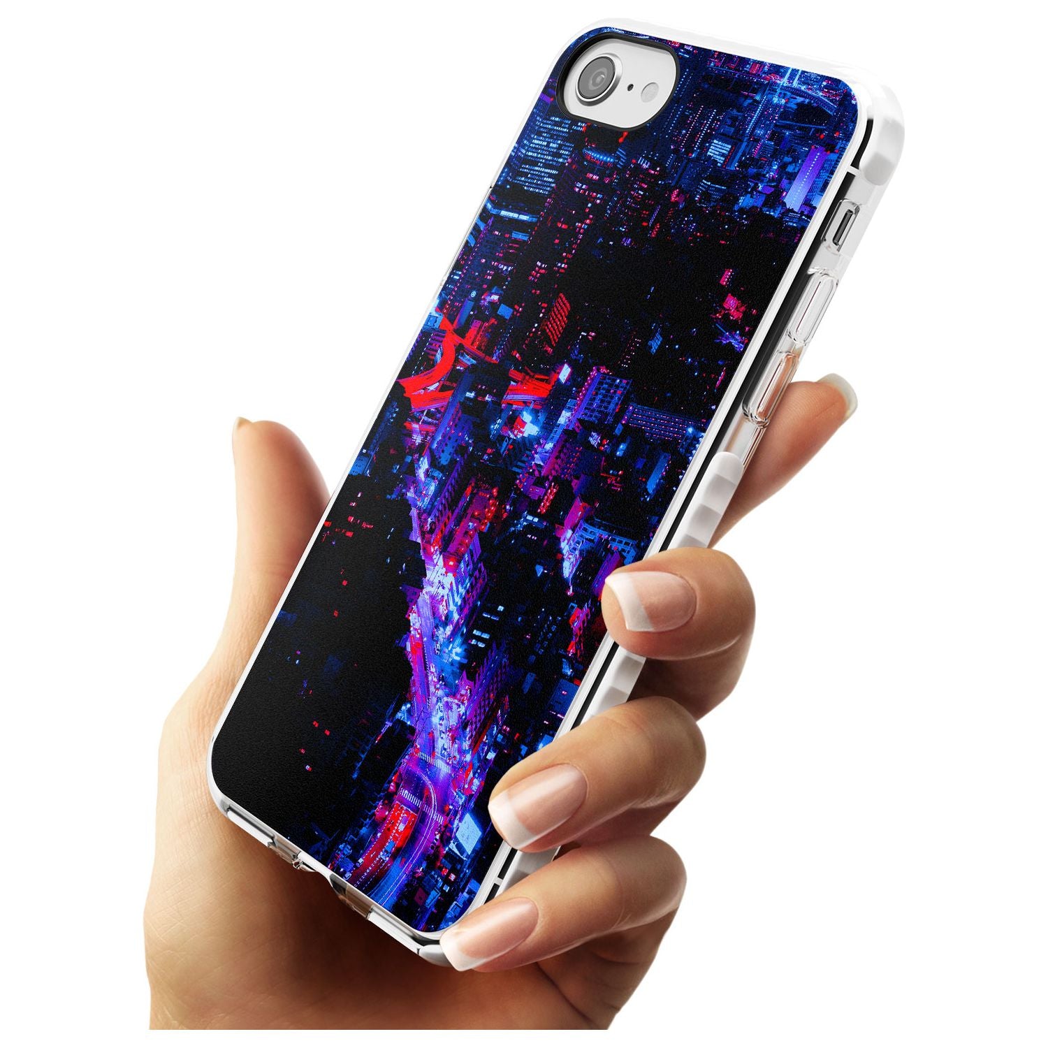 Arial City View - Neon Cities Photographs Impact Phone Case for iPhone SE 8 7 Plus