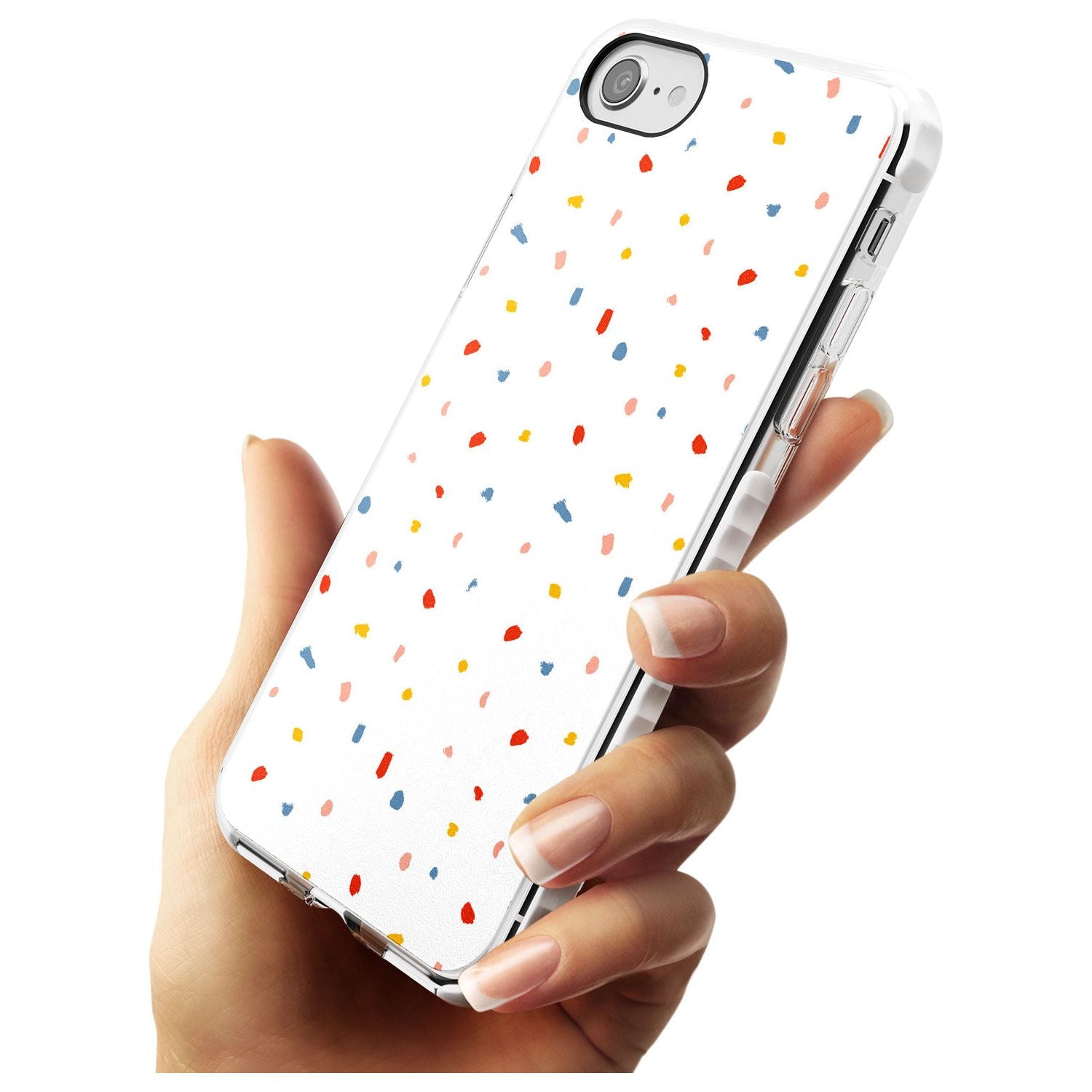 Confetti Print on Solid White Impact Phone Case for iPhone SE 8 7 Plus