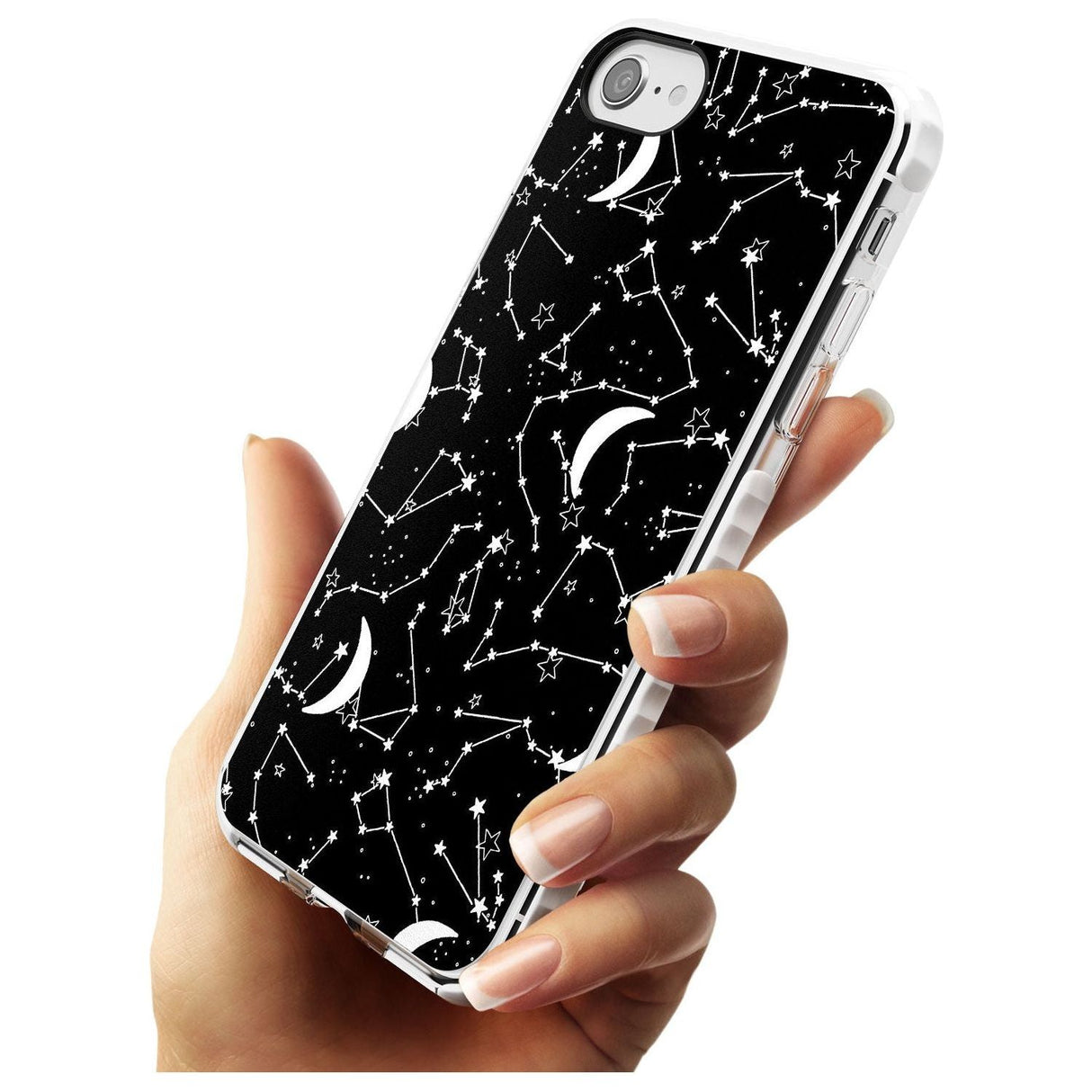 White Constellations on Black Slim TPU Phone Case for iPhone SE 8 7 Plus