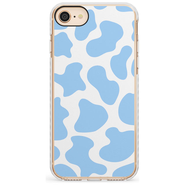 Blue and White Cow Print Impact Phone Case for iPhone SE 8 7 Plus