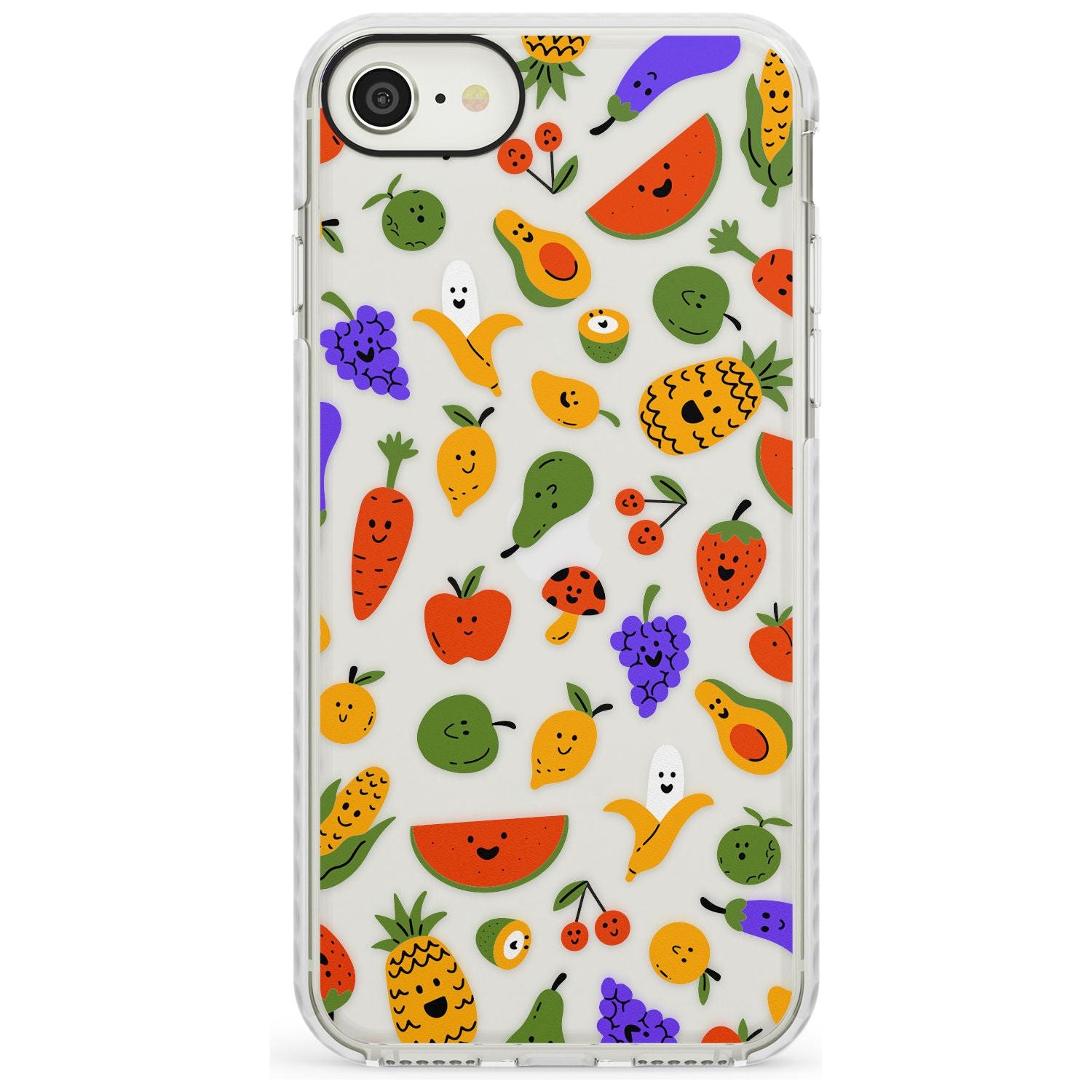 Mixed Kawaii Food Icons - Clear iPhone Case Impact Phone Case Warehouse SE 8 7 Plus