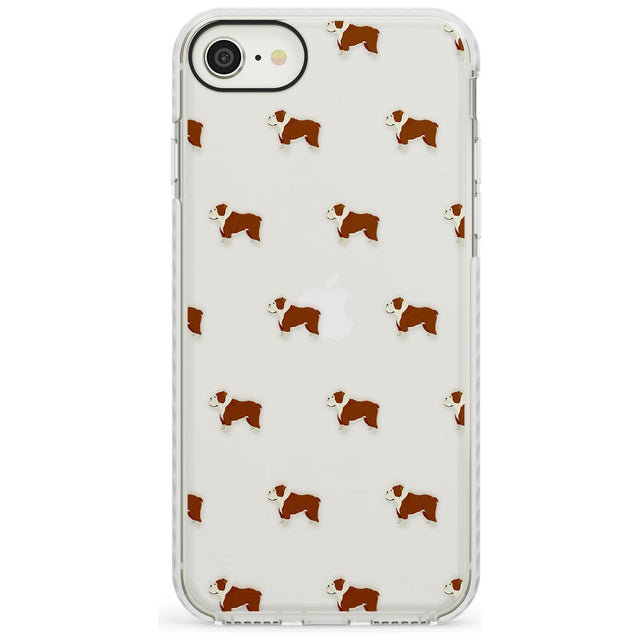 English Bulldog Dog Pattern Clear Impact Phone Case for iPhone SE 8 7 Plus