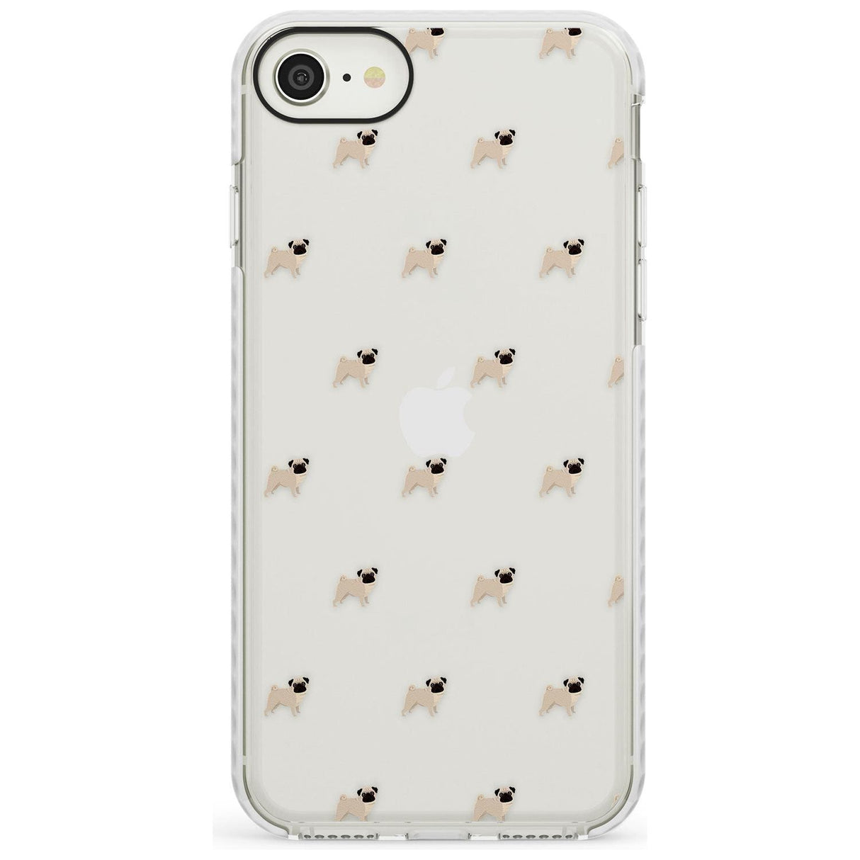 Pug Dog Pattern Clear Impact Phone Case for iPhone SE 8 7 Plus