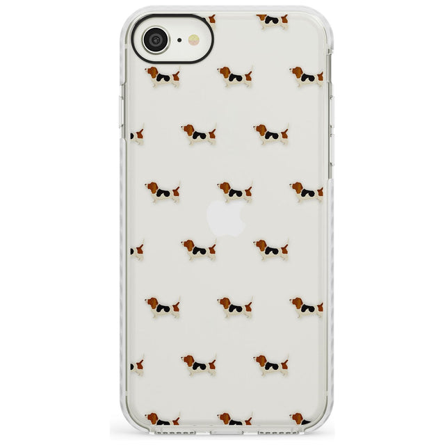 . Basset Hound Dog Pattern Clear Impact Phone Case for iPhone SE 8 7 Plus