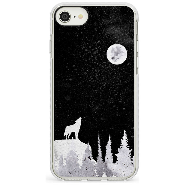 Moon Phases: Wolf & Full Moon Phone Case iPhone 7/8 / Impact Case,iPhone SE / Impact Case Blanc Space