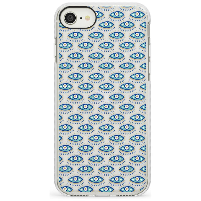 Eyes & Crosses (Clear) Psychedelic Eyes Pattern Impact Phone Case for iPhone SE 8 7 Plus