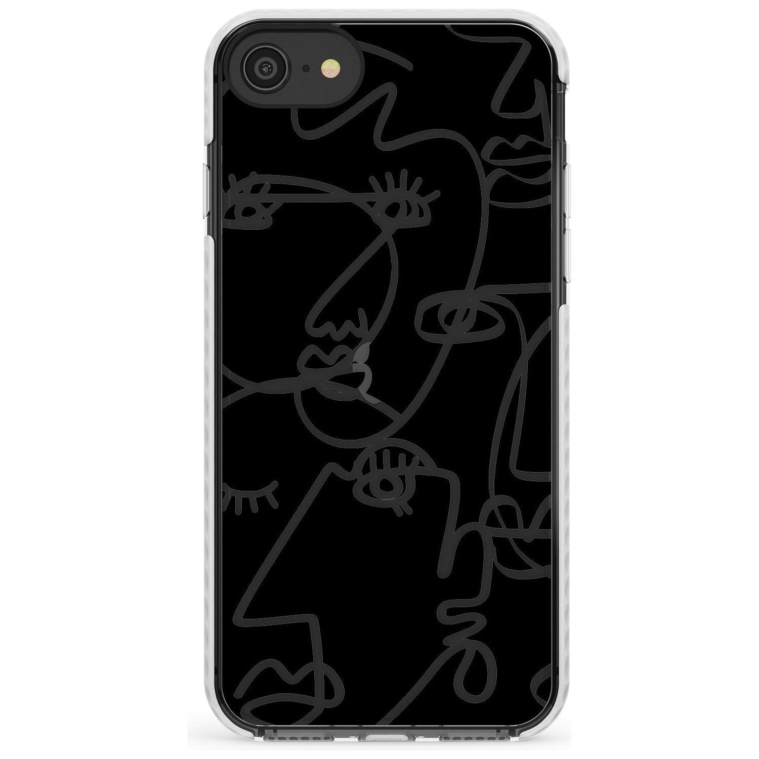 Continuous Line Faces: Clear on Black Slim TPU Phone Case for iPhone SE 8 7 Plus