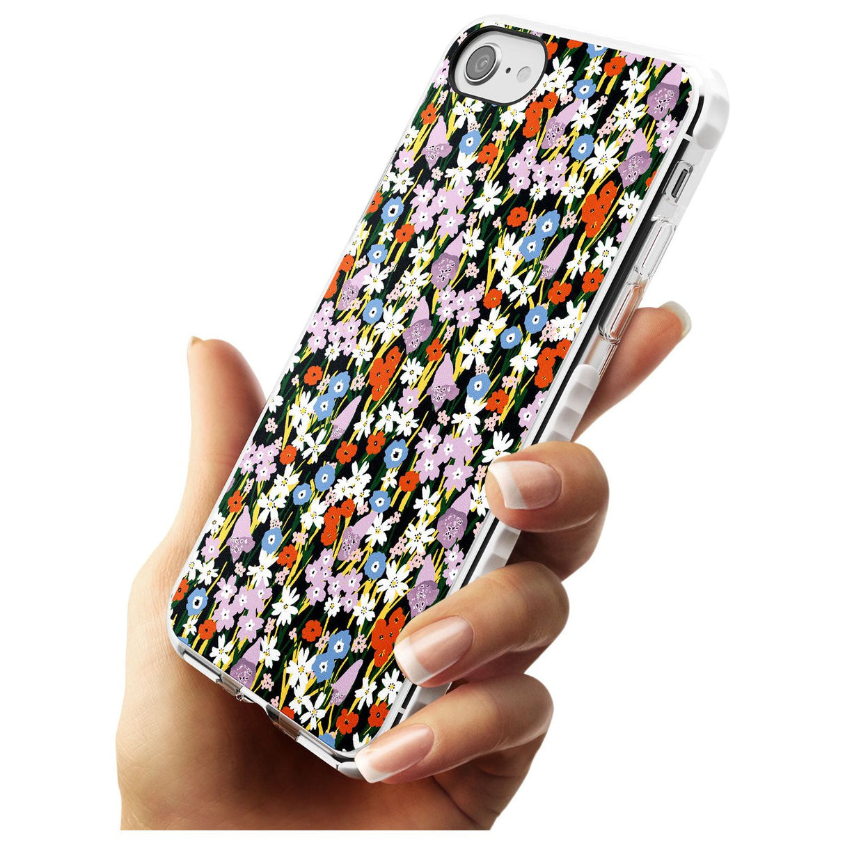 Energetic Floral Mix: Solid Slim TPU Phone Case for iPhone SE 8 7 Plus