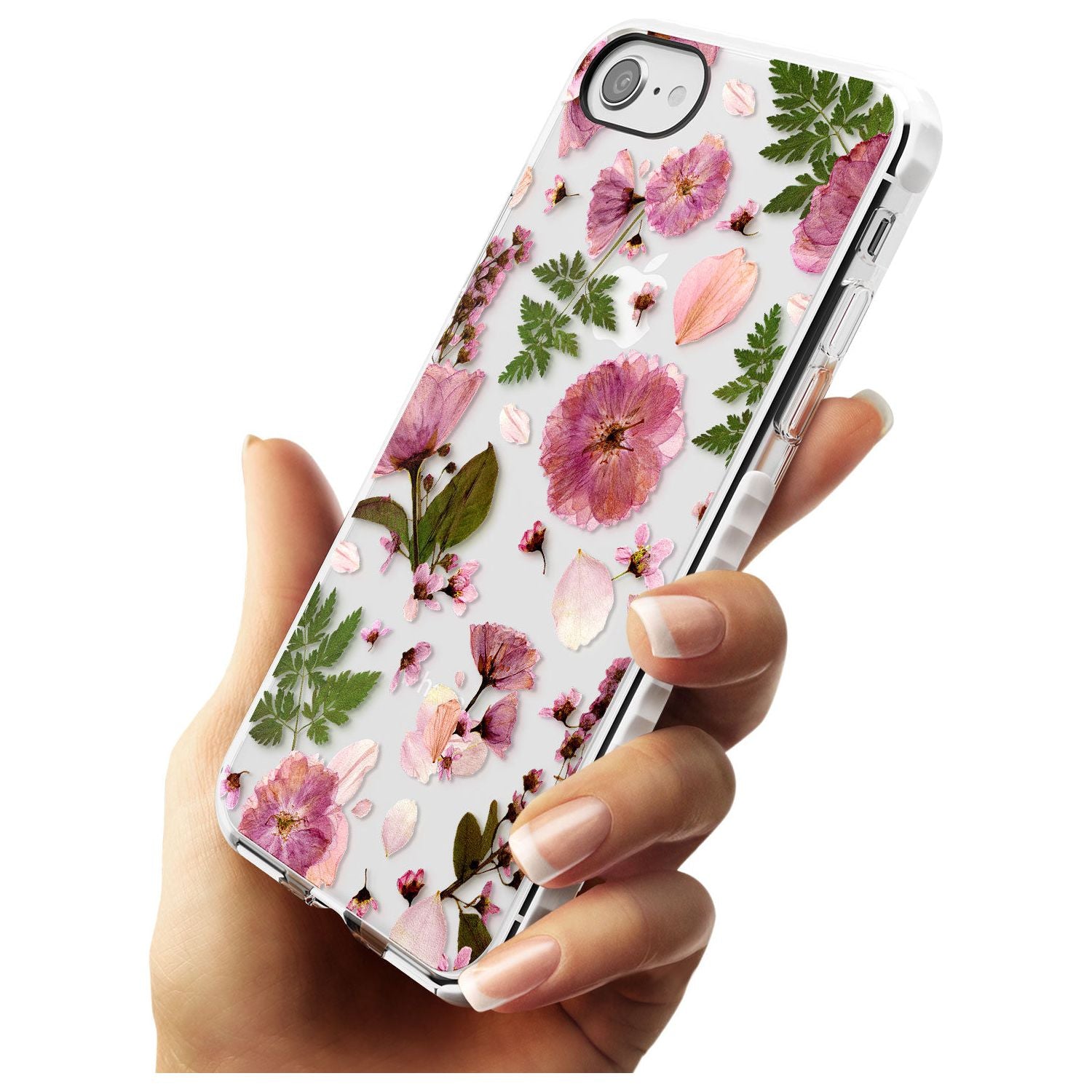 Natural Arrangement of Flowers & Leaves Design Impact Phone Case for iPhone SE 8 7 Plus