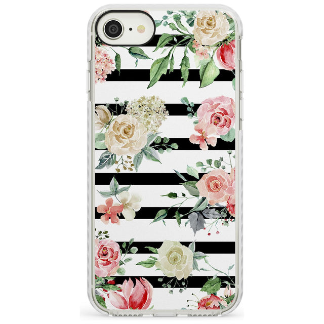 Bold Stripes & Flower Pattern Impact Phone Case for iPhone SE 8 7 Plus