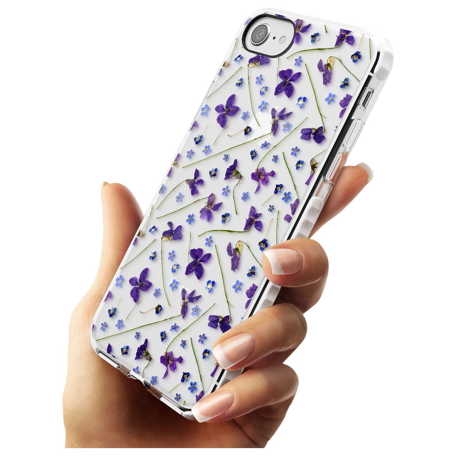 Violet & Blue Floral Pattern Design Impact Phone Case for iPhone SE 8 7 Plus