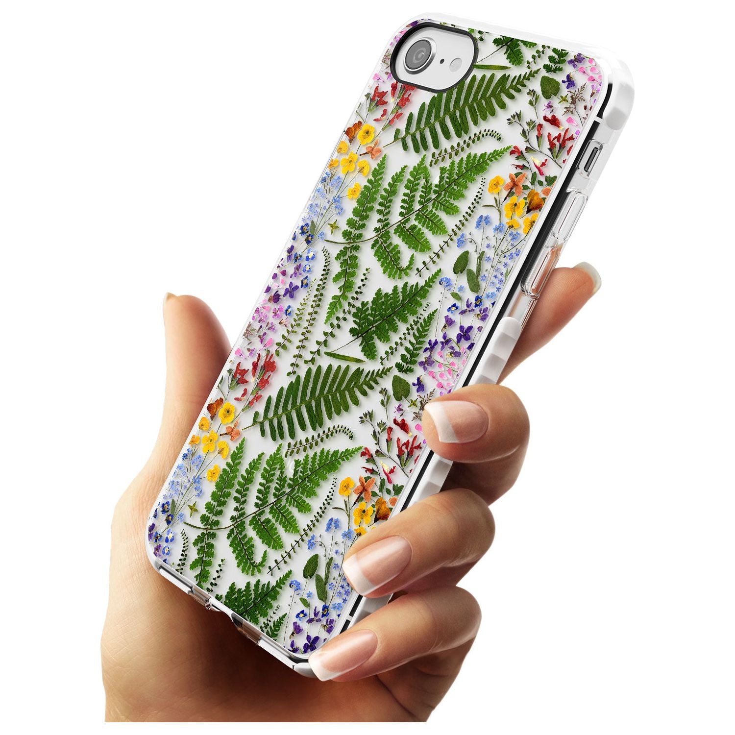 Busy Floral and Fern Design Impact Phone Case for iPhone SE 8 7 Plus