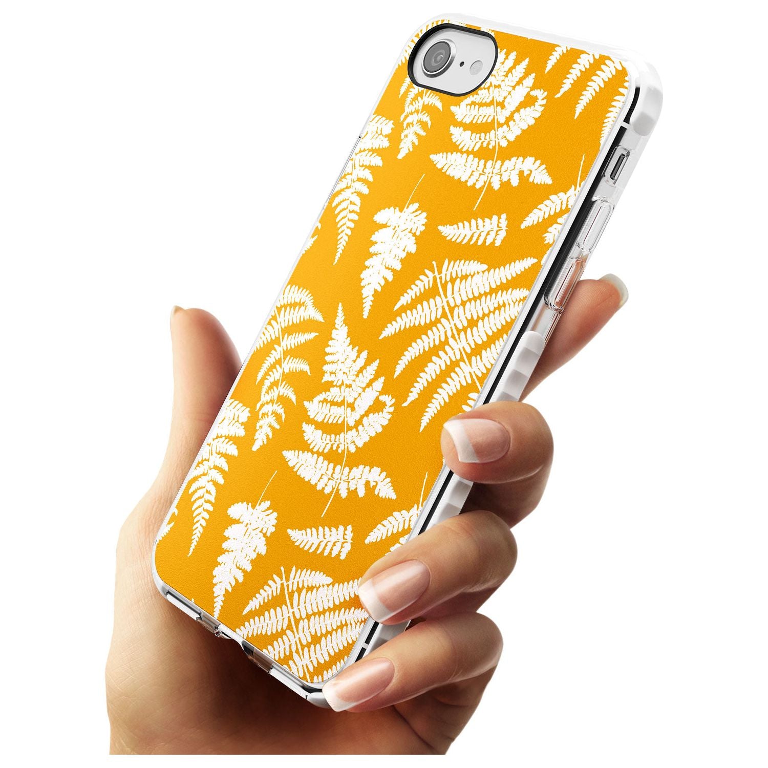 Fern Pattern on Yellow Impact Phone Case for iPhone SE 8 7 Plus
