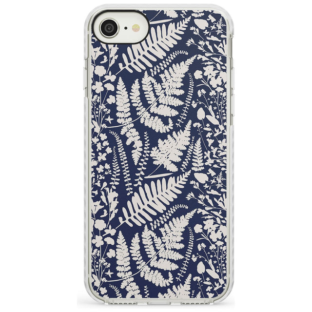 Wildflowers and Ferns on Navy Impact Phone Case for iPhone SE 8 7 Plus