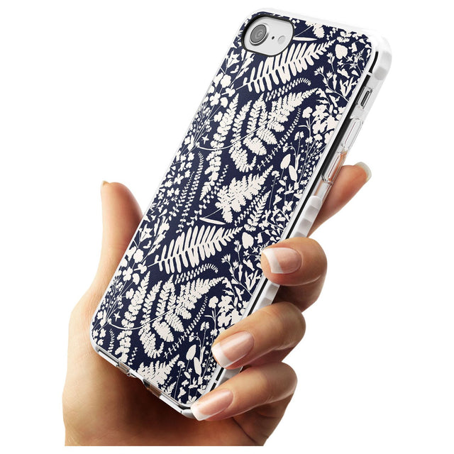 Wildflowers and Ferns on Navy Impact Phone Case for iPhone SE 8 7 Plus