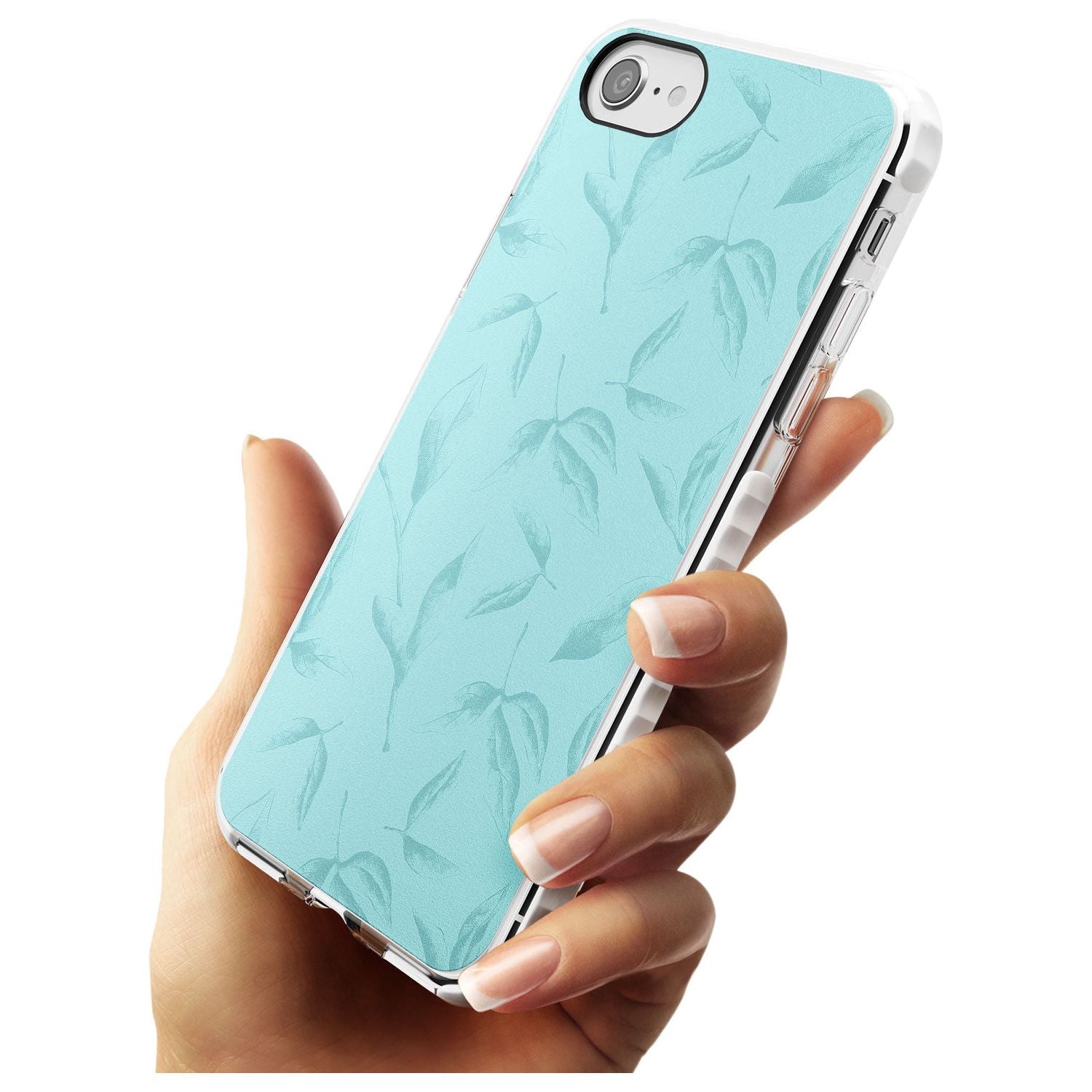 Blue Leaves Vintage Botanical Impact Phone Case for iPhone SE 8 7 Plus