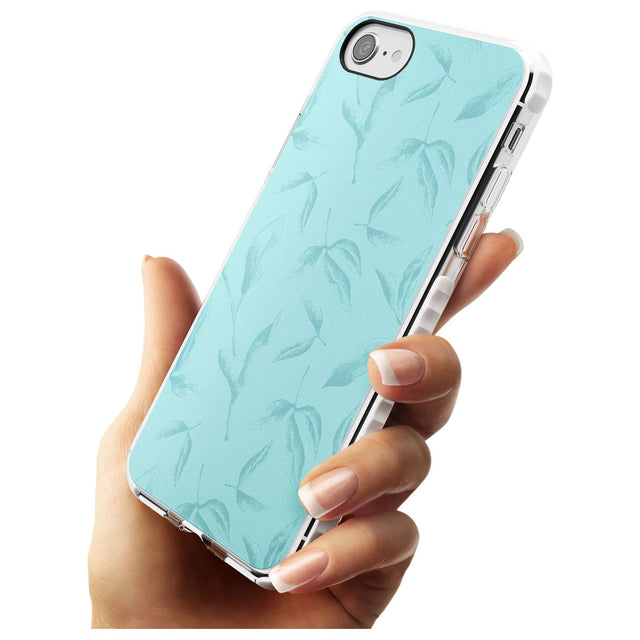 Blue Leaves Vintage Botanical Impact Phone Case for iPhone SE 8 7 Plus