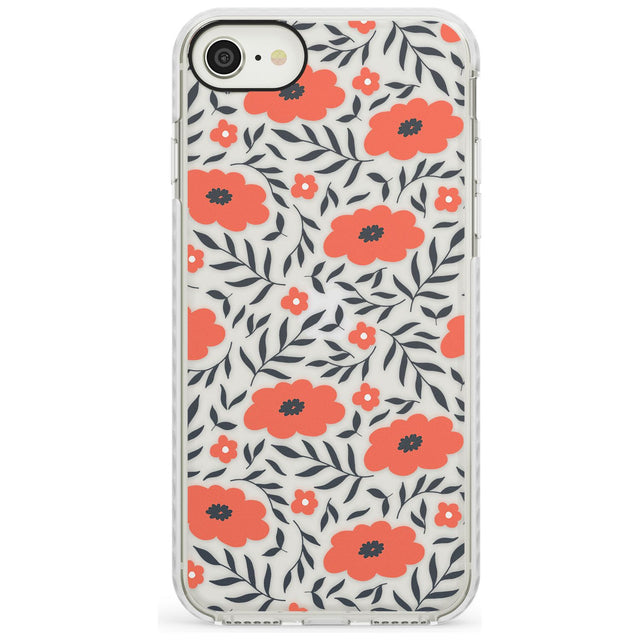 Red Poppy Transparent Floral Impact Phone Case for iPhone SE 8 7 Plus