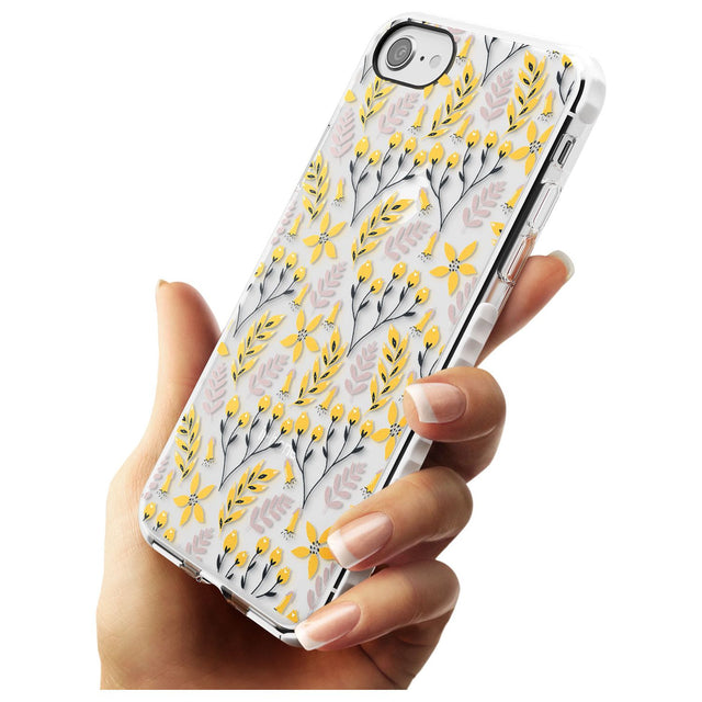 Yellow Leaves Transparent Floral Impact Phone Case for iPhone SE 8 7 Plus